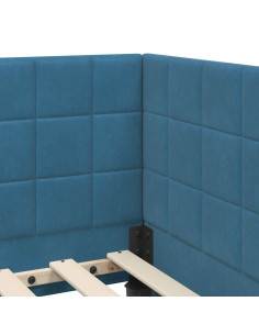 Cornice del letto ad angolo Blu 90 x 190 cm Velluto 2