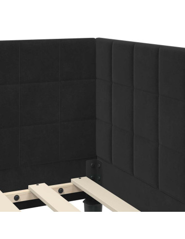 Cornice del letto ad angolo Nero 90 x 190 cm Velluto