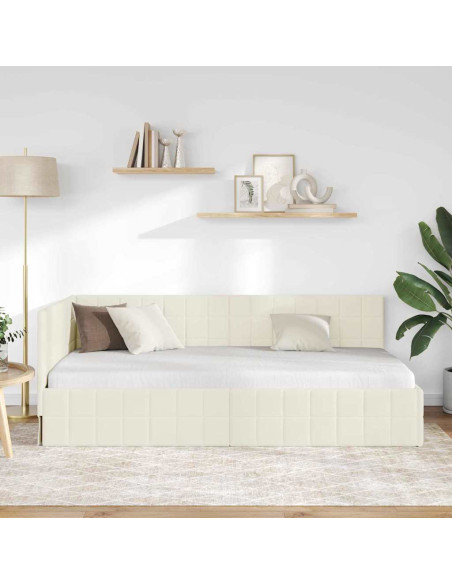 Cornice del letto ad angolo Crema 90 cm x 190 cm Velluto
