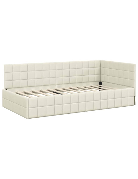 Cornice del letto ad angolo Crema 90 cm x 190 cm Velluto