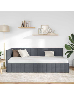 Cornice del letto ad angolo Grigio scuro 90 cm x 200 cm Velluto 2
