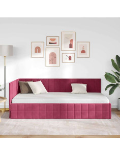 Cornice del letto ad angolo Rosso Vino 90 cm x 200 cm Velluto 2