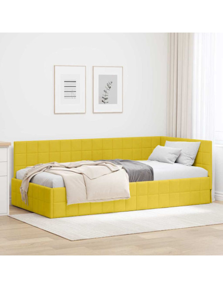 Cornice del letto ad angolo Giallo 90 x 200 cm Velluto
