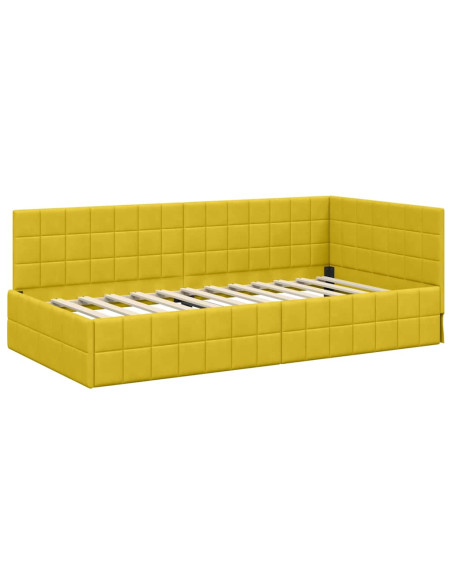 Cornice del letto ad angolo Giallo 90 x 200 cm Velluto