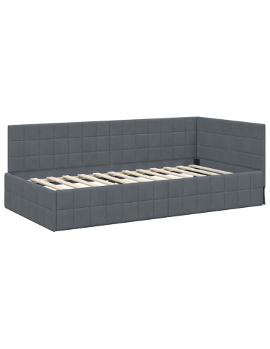 Cornice del letto ad angolo Grigio scuro 100 cm x 200 cm