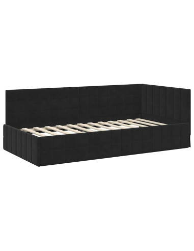 Cornice del letto ad angolo Nero 100 cm x 200 cm Velluto