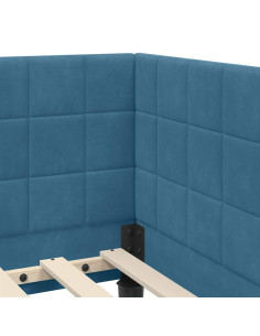 Cornice del letto ad angolo Blu 80 x 200 cm Velluto 2