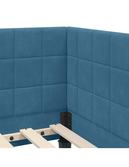 Cornice del letto ad angolo Blu 80 x 200 cm Velluto