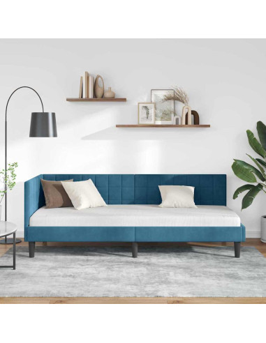 Cornice del letto ad angolo Blu 80 x 200 cm Velluto