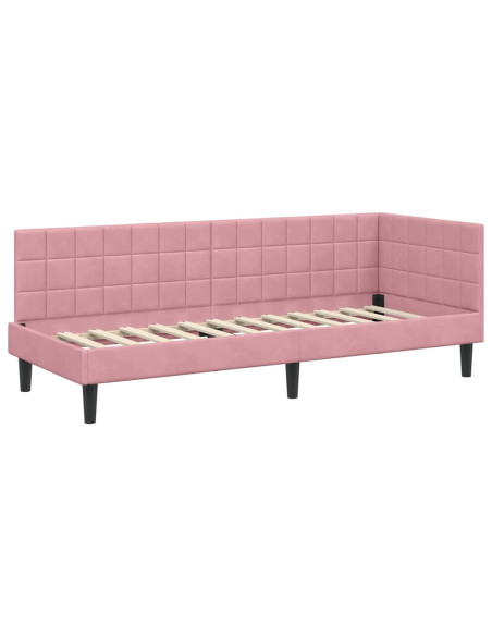 Cornice del letto ad angolo Rosa 80 x 200 cm Velluto