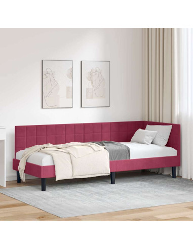 Cornice del letto ad angolo Rosso vino 80 x 200 cm Velluto