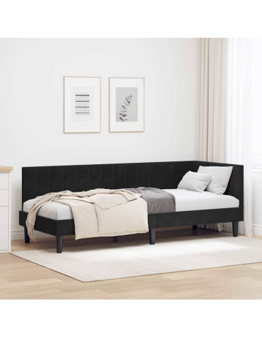 Cornice del letto ad angolo Nero 80 x 200 cm Velluto