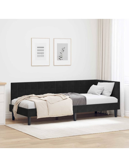 Cornice del letto ad angolo Nero 80 x 200 cm Velluto