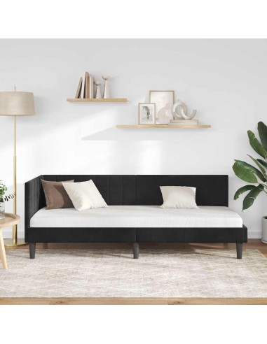 Cornice del letto ad angolo Nero 80 x 200 cm Velluto