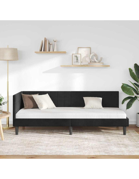 Cornice del letto ad angolo Nero 80 x 200 cm Velluto