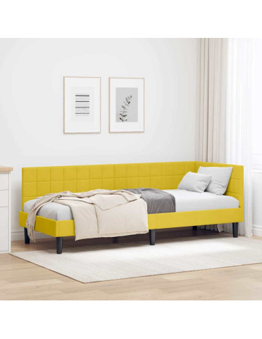 Cornice del letto ad angolo Giallo 80 x 200 cm Velluto