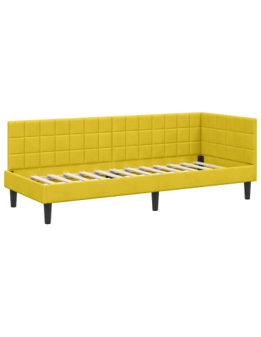 Cornice del letto ad angolo Giallo 80 x 200 cm Velluto