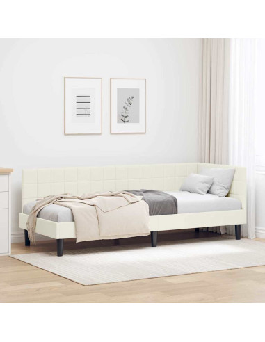 Cornice del letto ad angolo Crema 80 x 200 cm Velluto