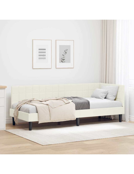 Cornice del letto ad angolo Crema 80 x 200 cm Velluto