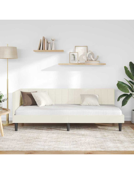 Cornice del letto ad angolo Crema 80 x 200 cm Velluto