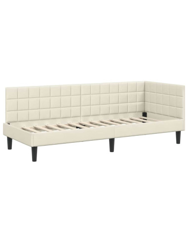 Cornice del letto ad angolo Crema 80 x 200 cm Velluto