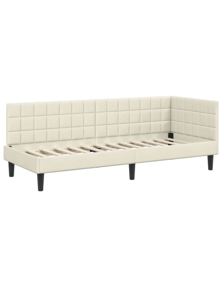 Cornice del letto ad angolo Crema 80 x 200 cm Velluto