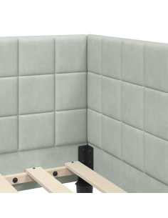 Cornice del letto ad angolo Grigio chiaro 90 x 190 cm Velluto 2