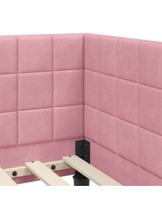 Cornice del letto ad angolo Rosa 90 x 190 cm Velluto 2