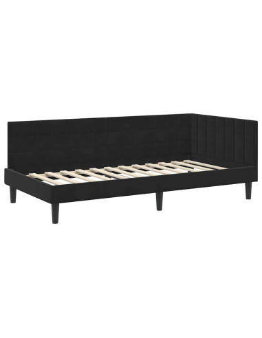 Cornice del letto ad angolo Nero 90 x 190 cm Velluto