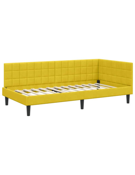 Cornice del letto ad angolo Giallo 90 x 190 cm Velluto