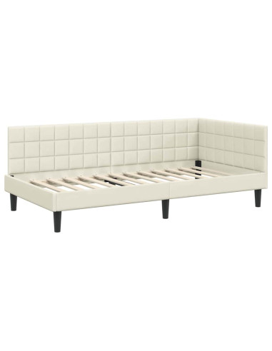 Cornice del letto ad angolo Crema 90 x 190 cm Velluto