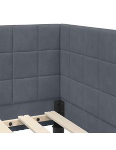 Cornice del letto ad angolo Grigio scuro 90 x 200 cm Velluto 2