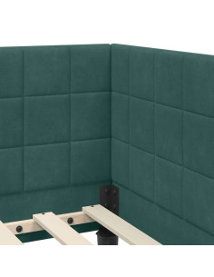 Cornice del letto ad angolo Verde scuro 90 x 200 cm Velluto 2