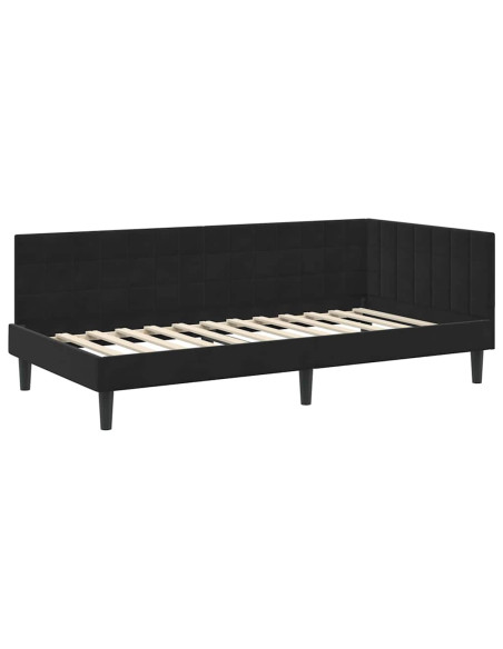 Cornice del letto ad angolo Nero 90 x 200 cm Velluto