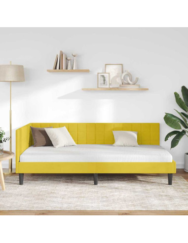 Cornice del letto ad angolo Giallo 90 x 200 cm Velluto