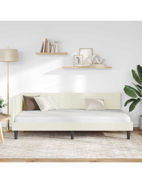 Cornice del letto ad angolo Crema 90 x 200 cm Velluto