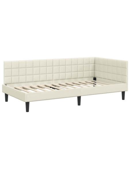 Cornice del letto ad angolo Crema 90 x 200 cm Velluto