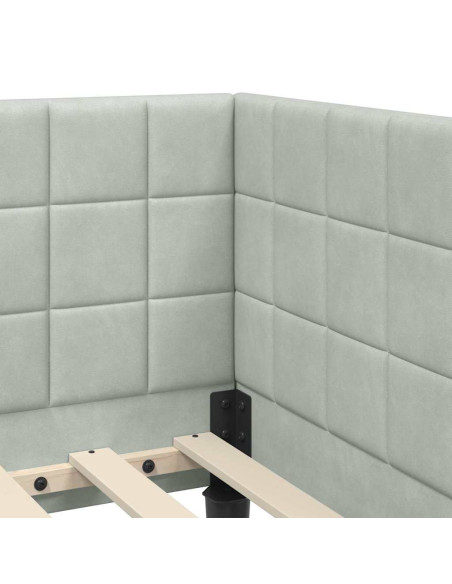 Cornice del letto ad angolo Grigio chiaro 100 x 200 cm Velluto