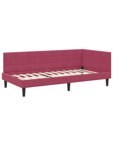 Cornice del letto ad angolo Rosso vino 100 x 200 cm Velluto