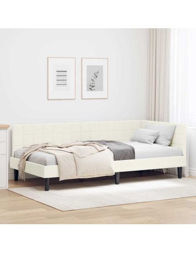 Cornice del letto ad angolo Crema 100 x 200 cm Velluto