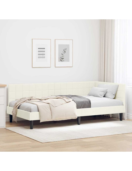 Cornice del letto ad angolo Crema 100 x 200 cm Velluto