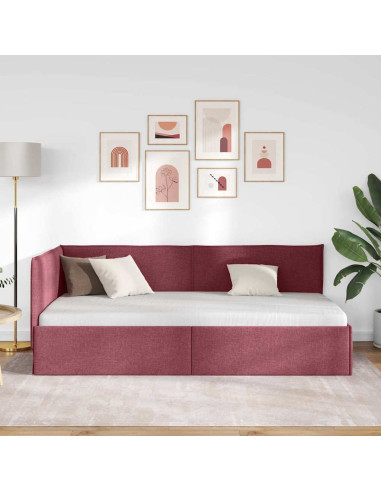 Cornice del letto ad angolo Rosso vino 80 x 200 cm Tessuto