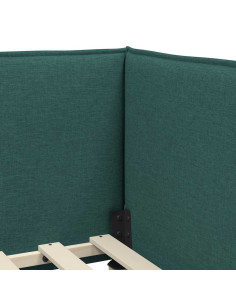 Cornice del letto ad angolo Verde scuro 80 x 200 cm Tessuto 2