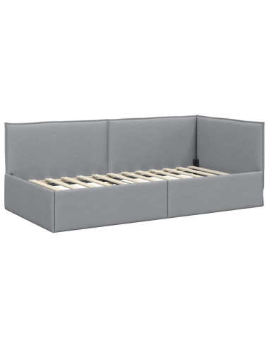 Cornice del letto ad angolo Grigio chiaro 90 x 190 cm Tessuto