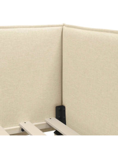 Cornice del letto ad angolo Crema 90 x 190 cm Tessuto 2