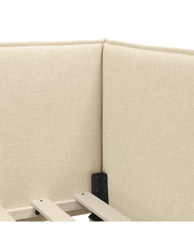 Cornice del letto ad angolo Crema 90 x 190 cm Tessuto