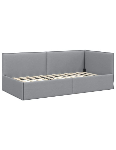Cornice del letto ad angolo Grigio chiaro 90 x 200 cm Tessuto