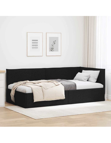 Cornice del letto ad angolo Nero 90 x 200 cm Tessuto