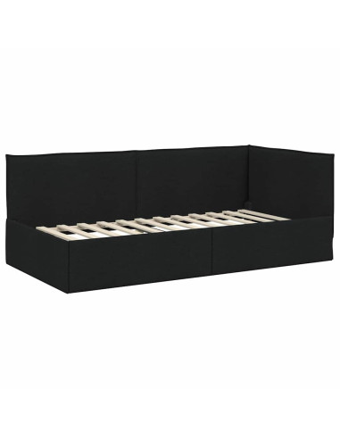 Cornice del letto ad angolo Nero 90 x 200 cm Tessuto