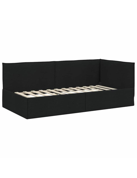 Cornice del letto ad angolo Nero 90 x 200 cm Tessuto